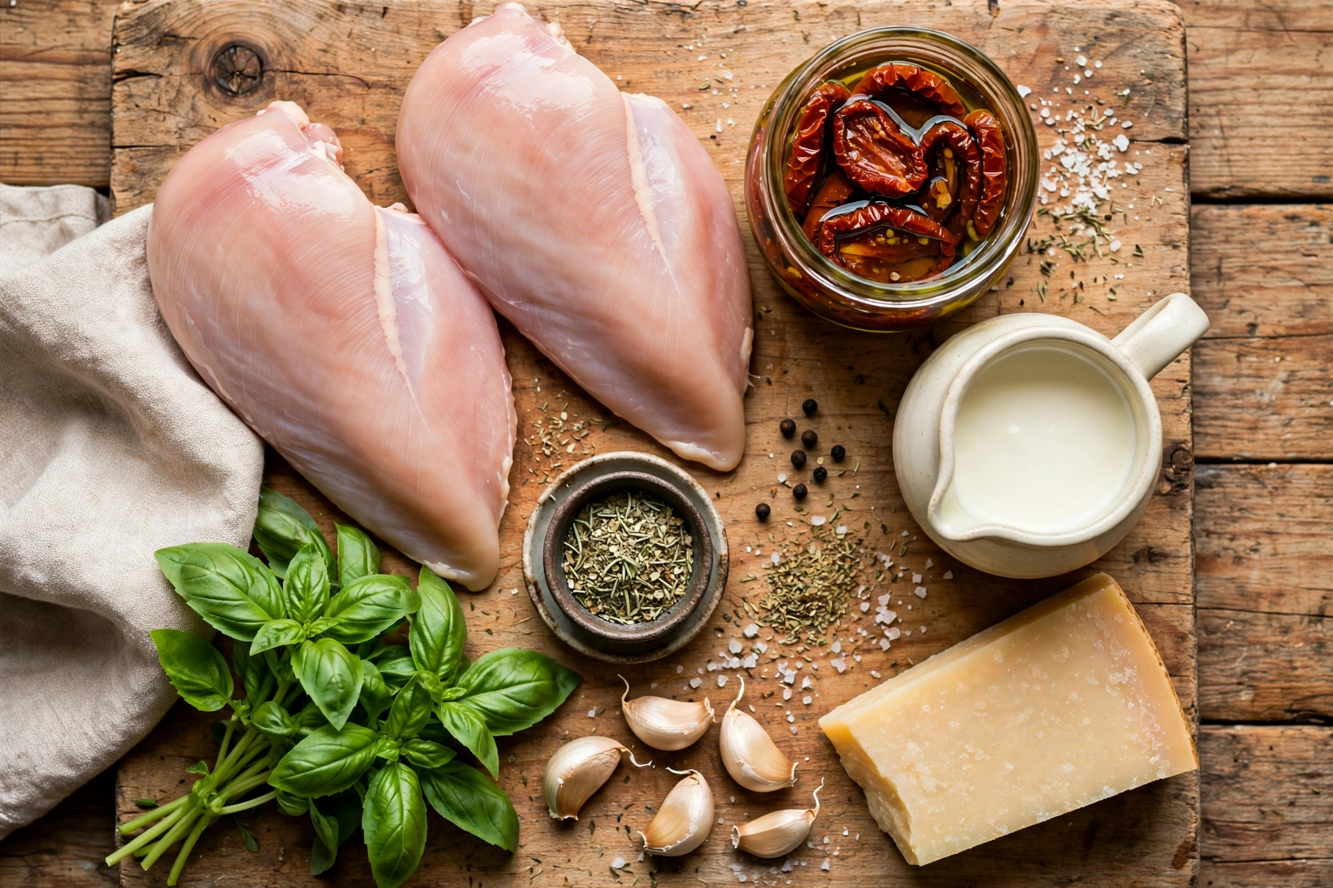 Marry me chicken ingredients with sun-dried tomatoes and cream